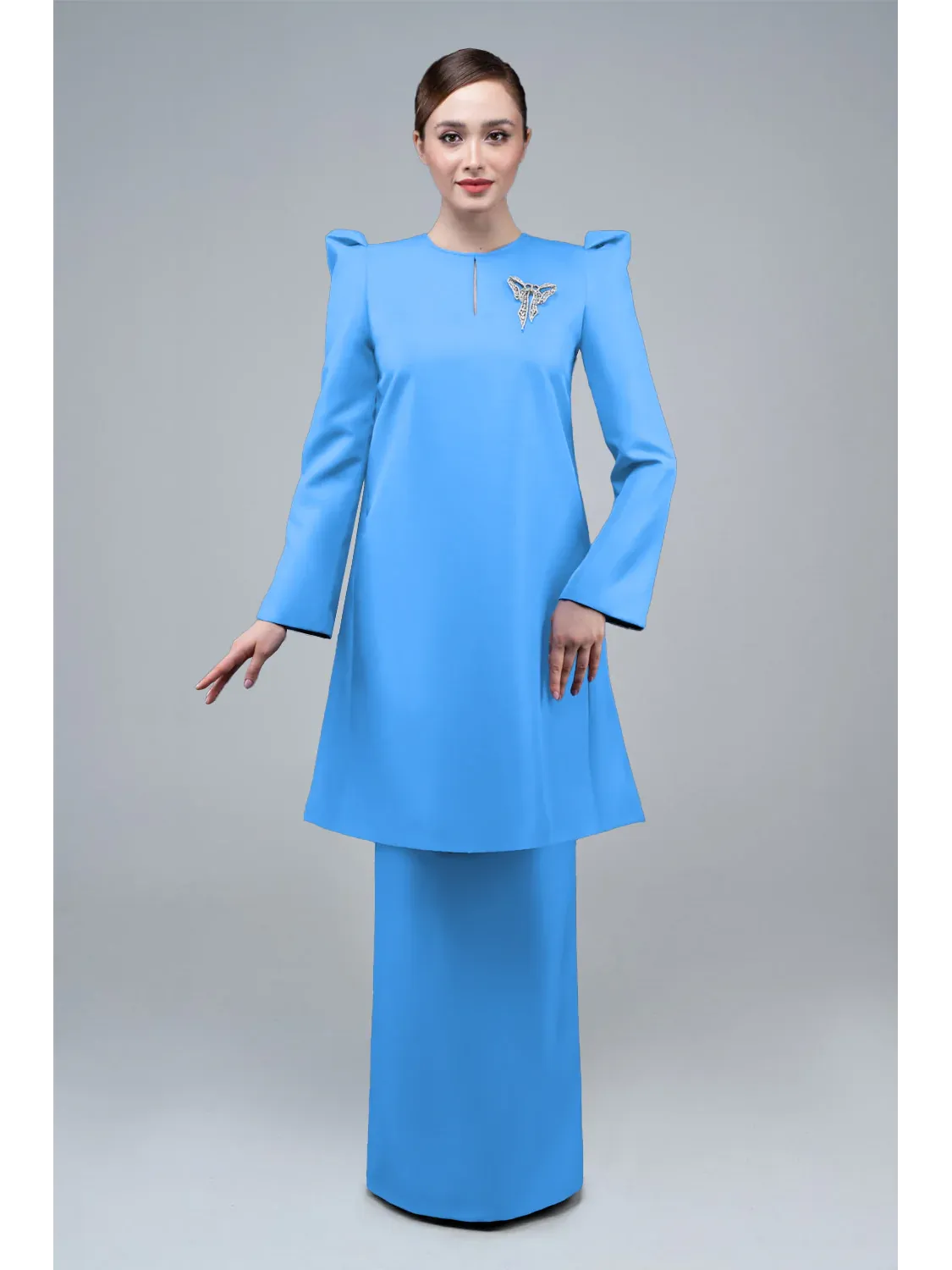Rizman Ruzaini Basic Baju Kurung Pahang Cerulean Blue - Blue - L | We ...