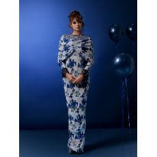 Raya 2024 Temujanji Maisara Baju Kurung Printed Pleats Cobalt Blue